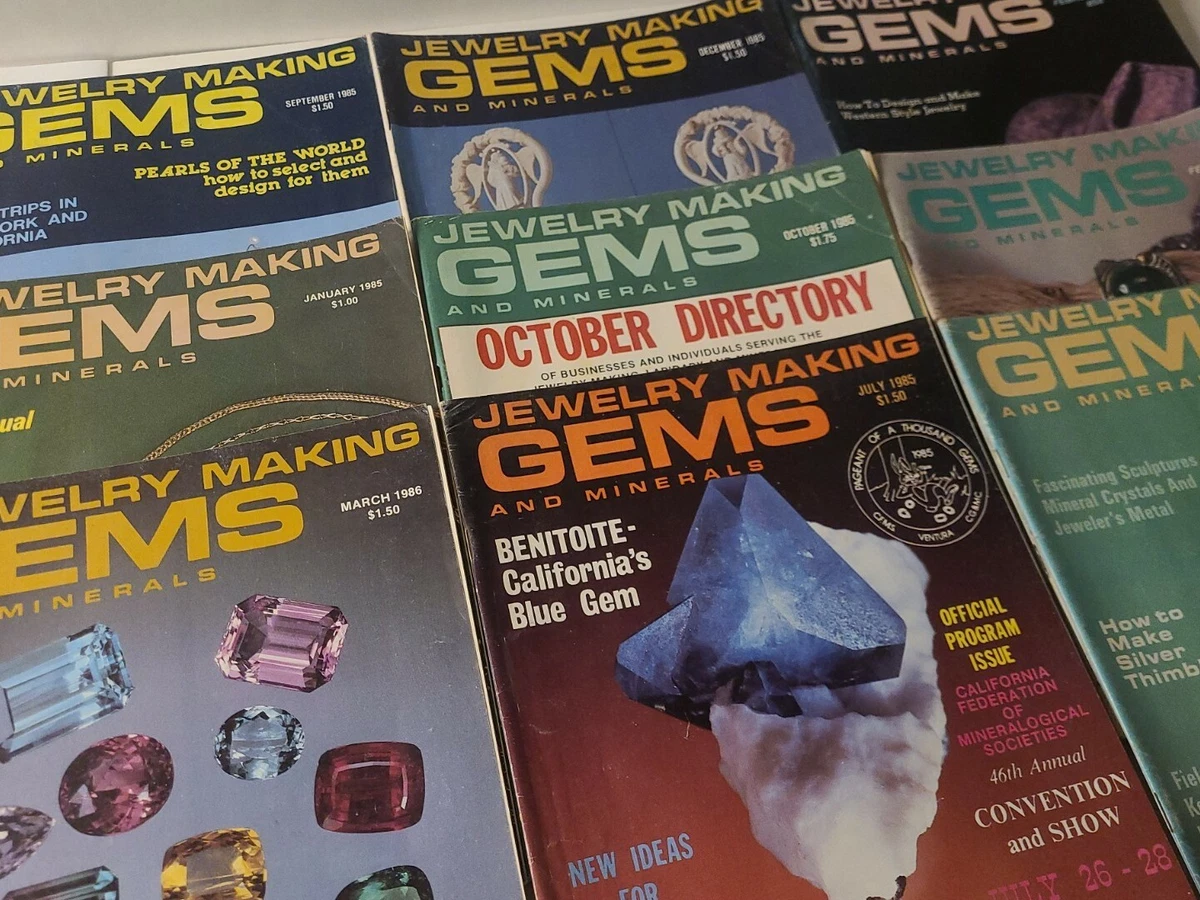 Lot of 9 Vintage Jewelry Making Gems And Minerals Magazines 1980 1986