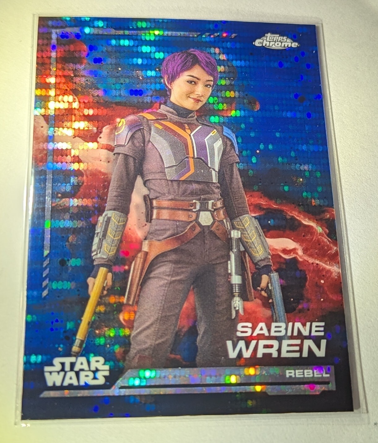 2024 Topps Star Wars Chrome, SABINE WREN, #3,  Blue Blaster Pulsar Refractor