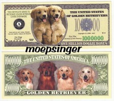 ♥️♥️♥️ Note Fake /Fun /Collectors Bill Golden Retriever♥️♥️