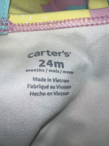 Carter’s Baby Girls Pastel Lemons & Flowers Swimsuit • 24 Months • Snap Bottom - Picture 3 of 3