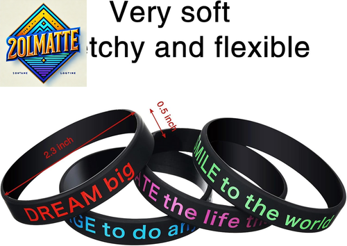 48 Pcs Motivational Quote Rubber Bracelets Colored Inspirational Silicone Wristb - Picture 4 of 12
