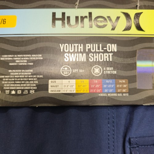 Hurley Swim Shorts Youth Boys Sz 5/6 Multi Striped Upf50+ 4 Way Stretch Pull On - Picture 10 of 10