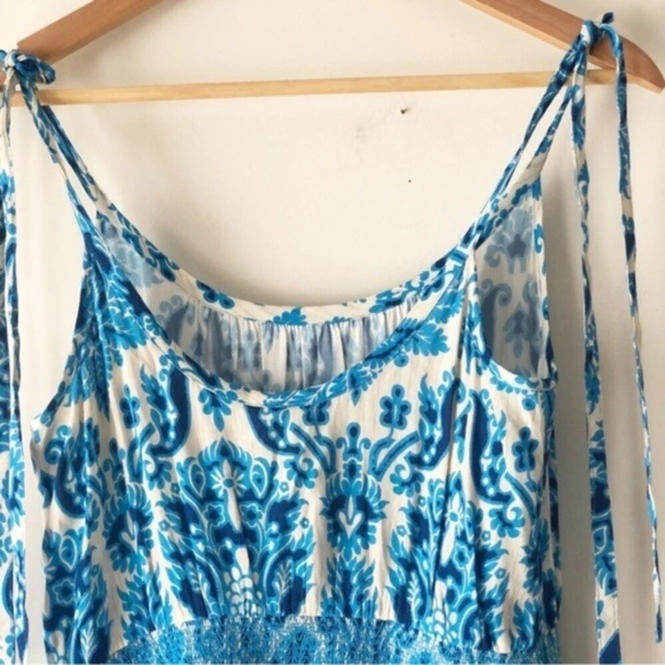 Maxi Vestido Anthro Plenty de Tracy Reese Azul Motivo Barroco Talla Pequeña Pequeño Foto 4 de 4