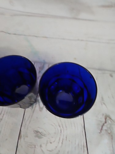 Set Of 4 Libbey Cobalt Blue Drinking Low Ball Tumblers 8 oz - Picture 6 of 11