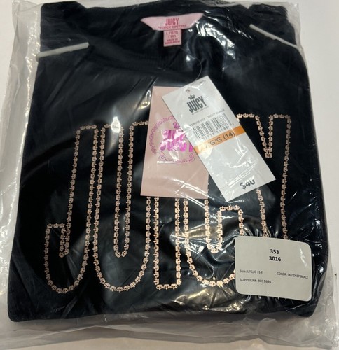 Juicy Couture Girls L/S Deep Black  Pullover Top Size L (14) Brand New‼️ - Picture 4 of 7