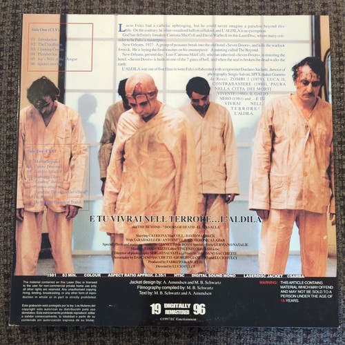 L'ALDILA ( THE BEYOND * 7 DOORS OF DEATH ) LASERDISC RARE EC ENTERTAINMENT - Imagen 2 de 9