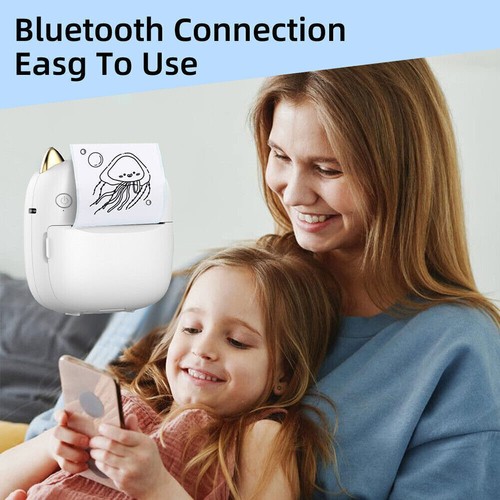 Portable Mini Thermal Printer Pocket Photo Printing Bluetooth Wireless w/10 Roll - Picture 4 of 8