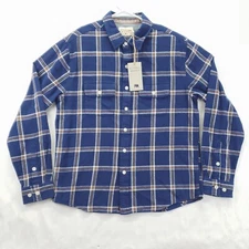 The Normal Brand Shirt Mens Medium Navy Mountain Woven Plaid Long Sleeve