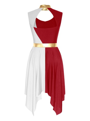 DE ranrann Tanzkleid Damen Salsa Standard Neckholder Asymetrisch Ballettkleid - Bild 35 von 67