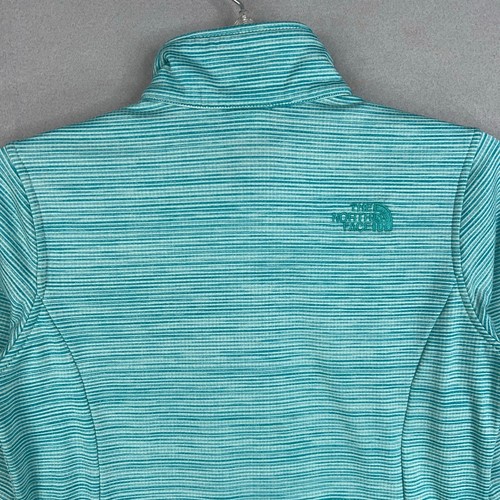 The North Face Jacket Girls Medium Blue Teal Stripe Full Zip Sweater Active - Picture 6 of 16