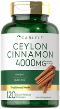 Ceylon Cinnamon Capsules 4000mg  120 Count  Non-GMO, Gluten Free  by Carlyle