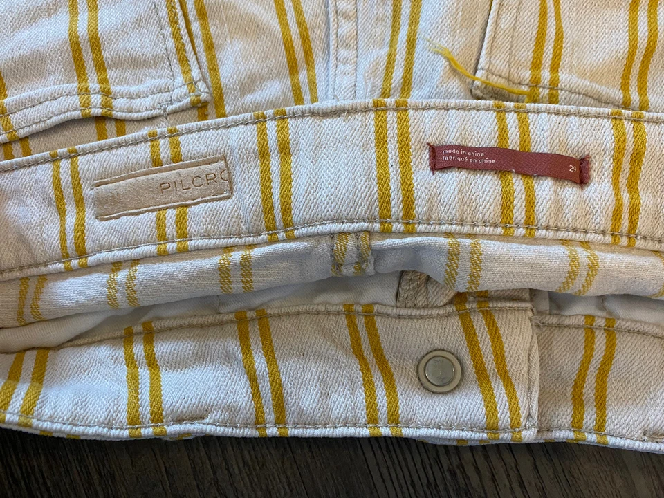 Женские джинсовые шорты Anthropologie HighRise белые желтые в полоску 29 шт. - Изображение 4 из 4