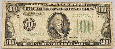 プロファイル100 $100 Series 1934-A, New York Federal Reserve Note, Fr#2153-B