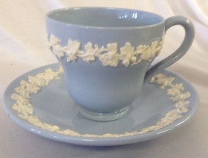 Wedgwood-Embossed-Queensware-cream-on-lavender-smooth-edge-demitasse-cup-amp-saucer