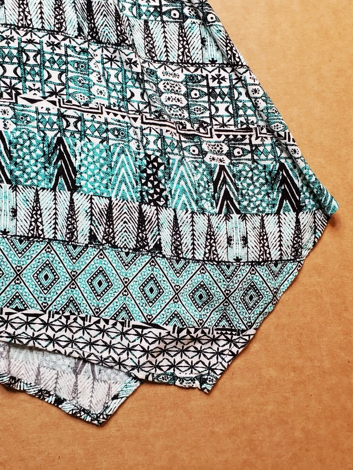 Mossimo Womens Sleeveless Camisole Shirt Top XS Blue Print Handkerchief Hem - Image 3 of 4