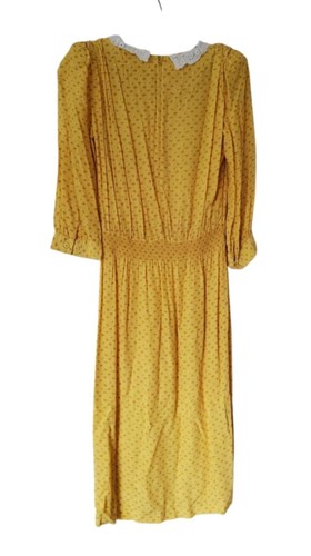 Robe secrétaire femme vintage 8 coeurs jaunes col dentelle florale bibliothécaire prairie - Photo 13/16
