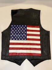 Leather Vest with American Flag