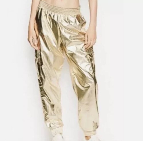 Pantalones de chándal Victoria's Secret deportivos cargo para mujer lámina dorada brillo metálico talla S - Imagen 4 de 18