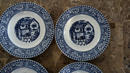 Homer Laughlin 6" Bread & Butter Plate Shakespeare Country Blue Scroll Set of 4 - Picture 3 of 6