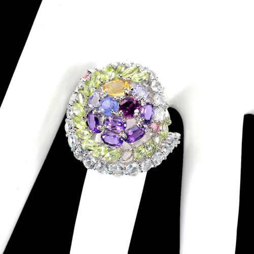 925 Sterlingsilber Ring Oval Citrin Amethyst Tansanit Edelstein Größe 10 - Bild 3 von 9