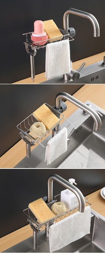 ✅ Estante de drenaje Soporte de almacenamiento Estante-Cocina Fregadero Grifo Esponja Jabón Paño - Imagen 2 de 19