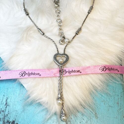 Brighton Soroity Row Glass Pearl Lariat Silver Plate Pendant Necklace - Picture 3 of 7