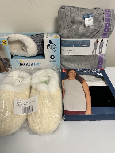 Lot of Women's 2 Piece Lounge Set, 3 Pack Lounge Tanks and 2 Pair of Slippers!!