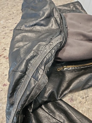 RED CAMEL Mens FAUX LEATHER RACER JACKET/ Black /LARGE /Removable Hoodie - Picture 7 of 19