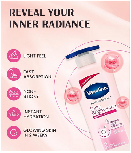 Vaseline Brightening Lotion 400ml+ Vitamin B3 Body Oil - Glow& Hydrate Skin Sets - 第 5/6 張圖片