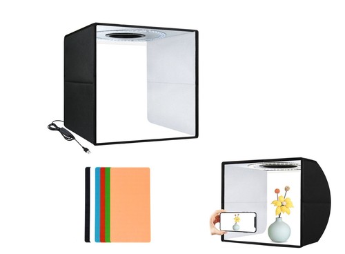 Mini Caja de Luz Fotografía - 25cm 30cm 40cm Kit de Estudio Portátil Luces LED Negro - Imagen 10 de 19