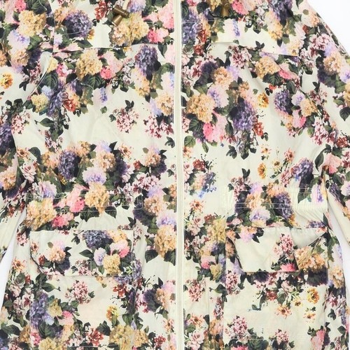 Brave Soul Womens Ivory Rain Coat Size 12 Hooded - Picture 10 of 10