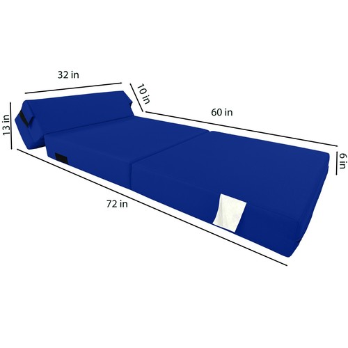 Colchones de espuma plegable tumbona, cama portátil para dormir, 6 x 32 x 80, azul real - Imagen 7 de 8