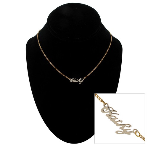 Vintage Gold Script Personalized Name Charm Necklace 16" - Choice Ladies Names - Picture 133 of 179