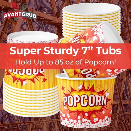 150 Pack Retro 85oz Popcorn Buckets - Sturdy Leak-Free Containers for Snacks - Picture 8 of 10
