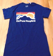 NEW RETRO I'M DONE PEOPLING NAVY BLUE T-SHIRT S