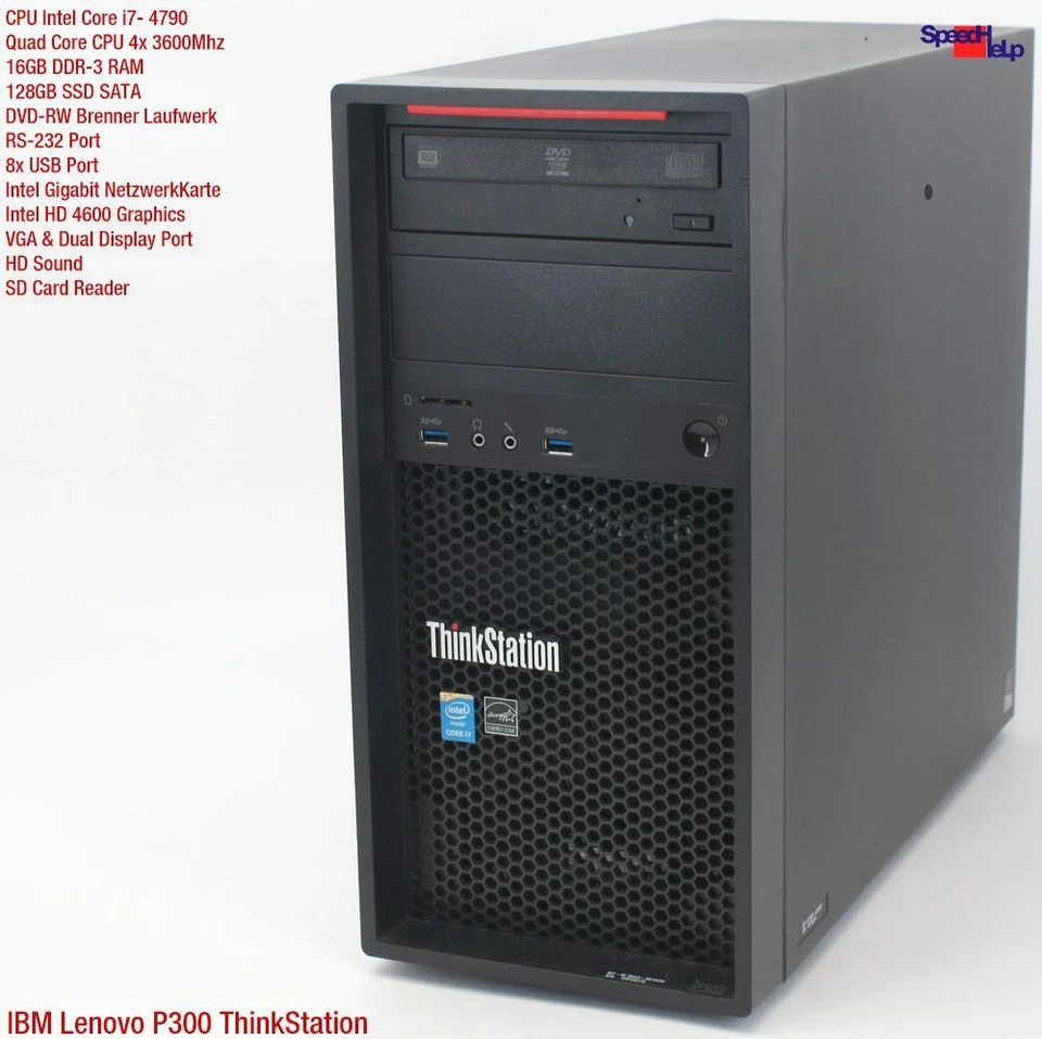 IBM LENOVO THINKSTATION P300 I7 4790 COMPUTER PC WINDOWS 10 128GB 16GB USB DVDRW - Immagine 2 di 4