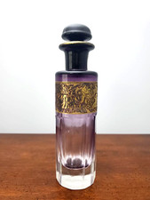 FIRMADO VIDRIO AMATISTA MOSER KARLSBAD JARRA AÑOS 20 SÁTIRO Y NINFAS FRISO DE ORO