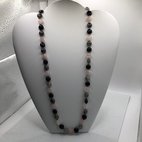 Lola Rose Smarty Bead Necklace Blue Goldstone Rose Quartz Gemstone 24 Inch Gift - Picture 3 of 14