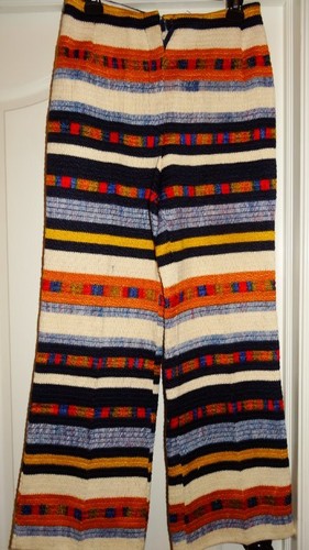 LN Vintage True 1960's Cotton Woven Striped USA Made Hippie Pants Unlined 60's - Picture 7 of 11