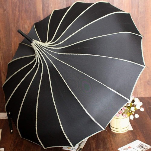 Lightweight Round Black Umbrella Parasol - Durable Wedding and Rain Protection - Picture 8 of 11