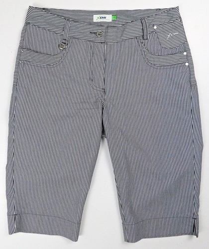 DAILY SPORTS XDS Golf Bermuda Shorts Knee Length Crop Gray White Stripe Size 8