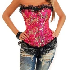 Brocade  Lace up Corset Bustier Top   Size S
