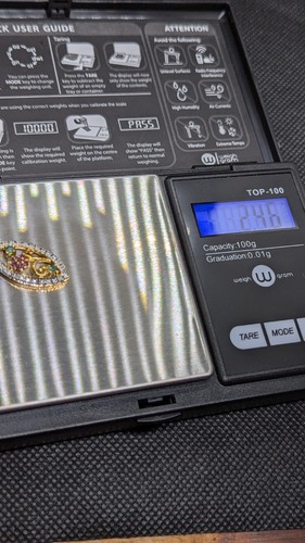 Vintage .925 and Gold pendant with ruby, emerald and diamond accents used floral - Picture 5 of 5