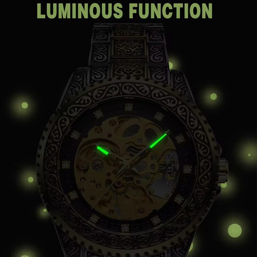 Men's Automatic Wristwatch Waterproof Stainless Steel Diamond Mechanical Watches - Picture 6 of 16