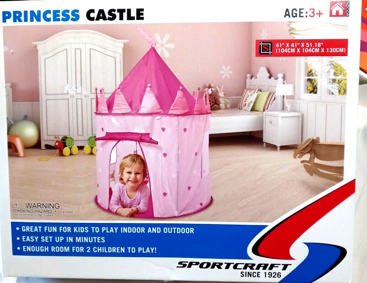 Sportcraft Princess Castle Hearts Stars Pink Toy Play Indoor Outdoor Tent New