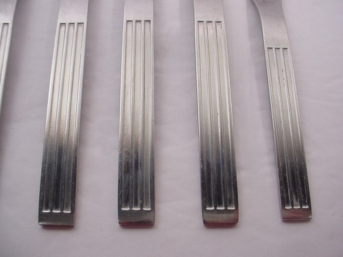 7 Pc Dansk Thebe Wide Rib Stainless Flatware Forks Spoons - Picture 5 of 9
