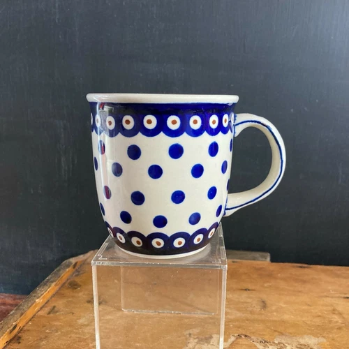 Boleslawiec Polish Pottery Peacock Dots Poland Mug