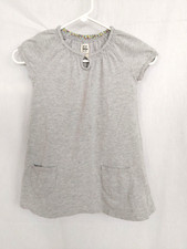 Mini Boden A-Line Tunic Raglan Short Slv Smocked Elastic Neck Gray 7-8 Yr 15949
