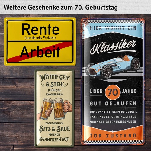 Blechschild SCHILD 70 JAHRE OLDTIMER Geburtstag Geschenk Metallschild 17x34 cm - Bild 6 von 6