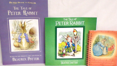 NEW PETER RABBIT EASTER COLORING BOOK TOY LOT 3 BOOKS PLAY SET READING JOURNAL